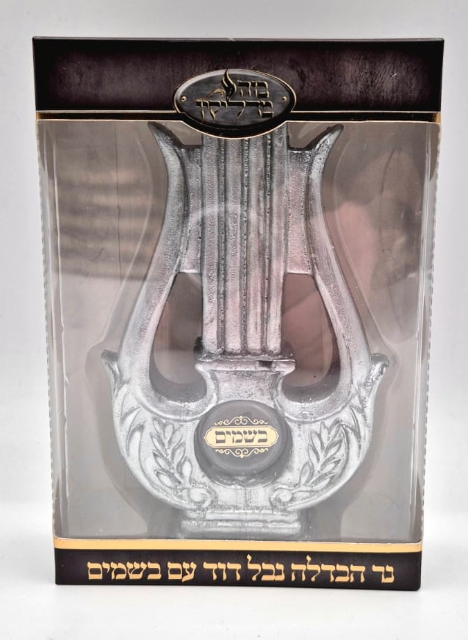 נר הבדלה נבל דוד גדול עם בשמים כסף (12 יח')