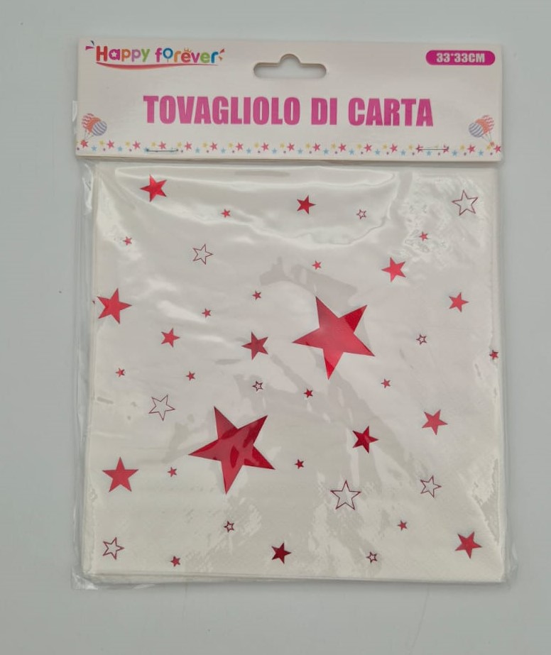 מפית נייר כוכבים אדום דגם 214064 (12 יח' במארז)