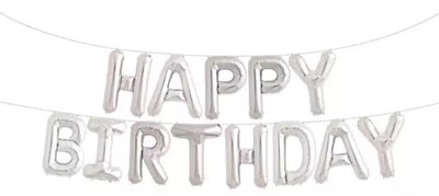 סט בלונים 14" happy birthday כסף