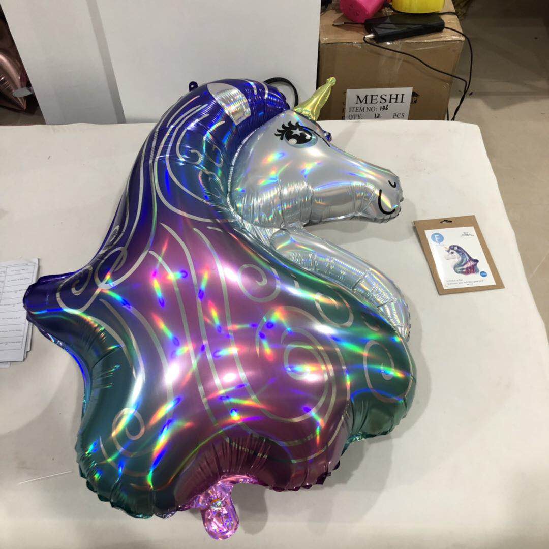 בלון חד קרן מיילר 32"  דגם הולוגרמה
