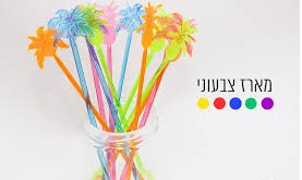 בוחשנים עץ דקל  12 יח צבעוני