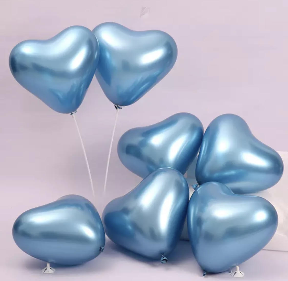 בלון לב 12" כרום כחול / 12 יח