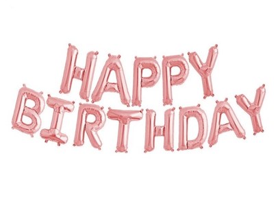 סט בלונים 14" HAPPY BIRTHDAY רוז גולד