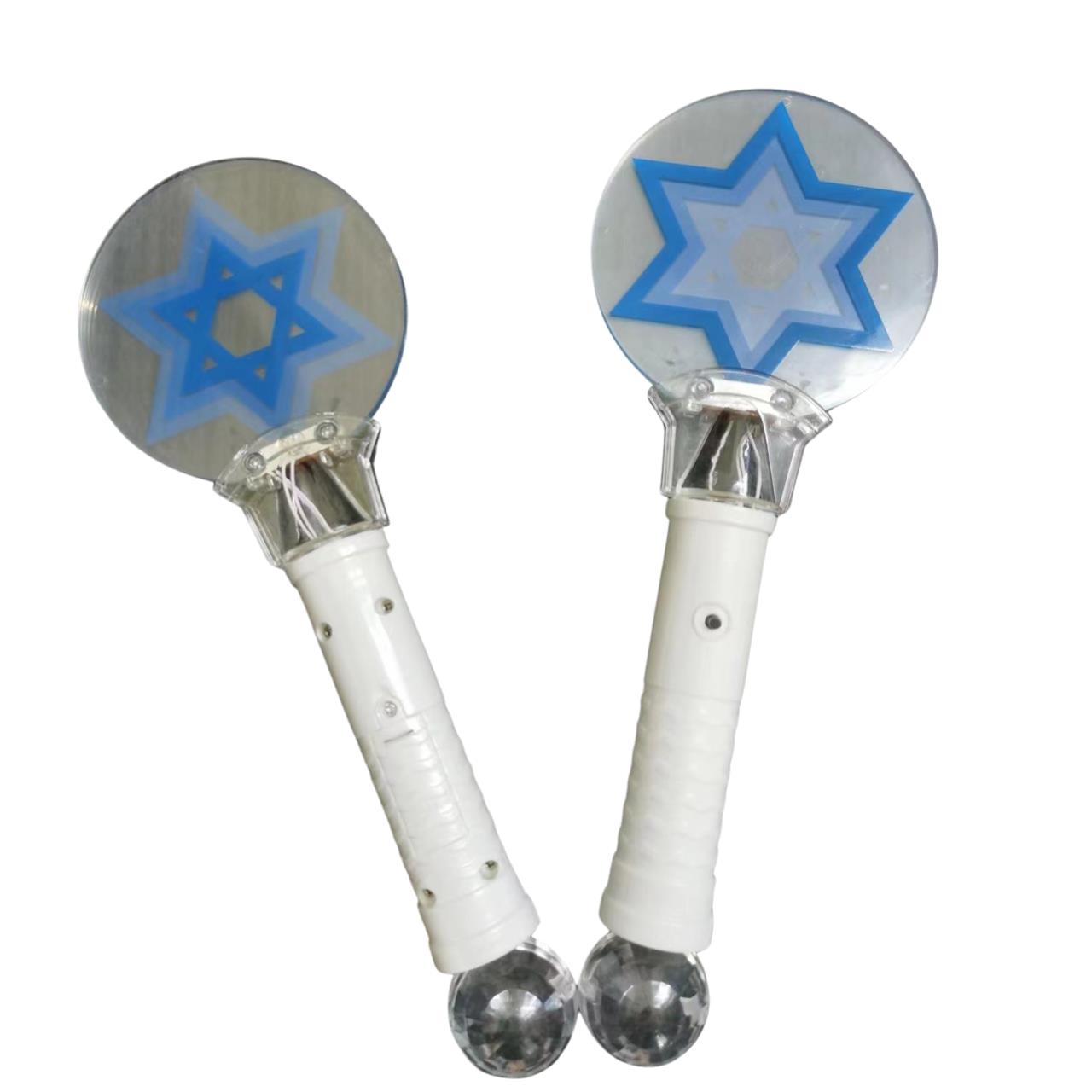 א עצמאות - מקל אור ומוזיקה דגל ישראל ראש עגול שקוף חדש