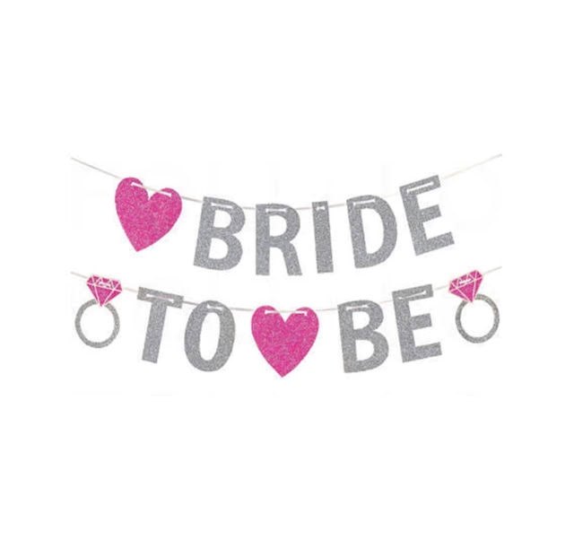 שרשרת אותיות bride to be  כסף סגול נצנצים 3 מ'