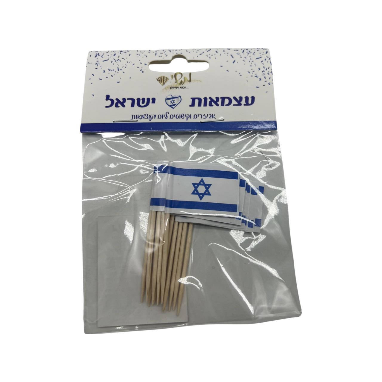 א עצמאות - קיסמים דגל ישראל 6.5 סמ / מארז 12 יח