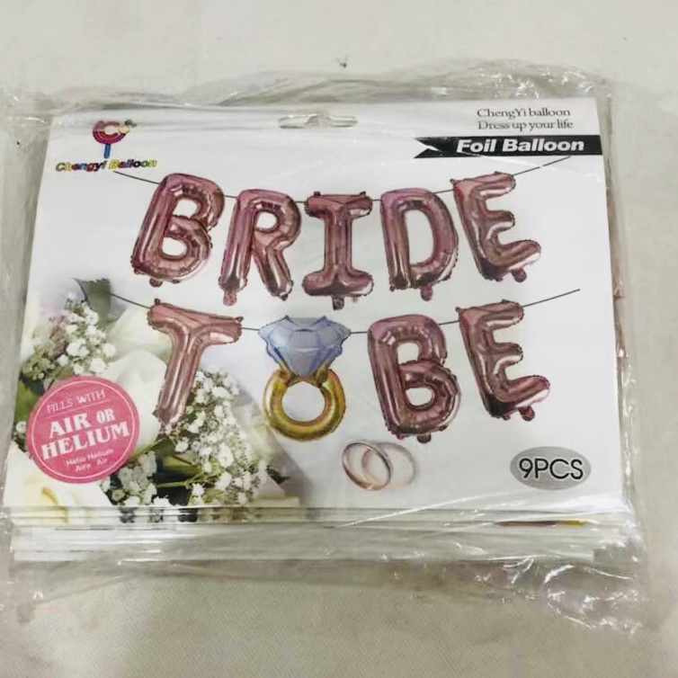 סט בלונים 14" BRIDE TO BE עם טבעת - רוז גולד