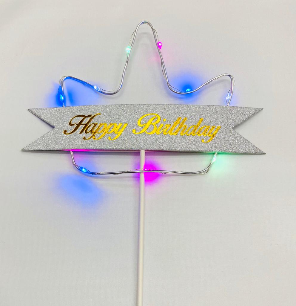 טופר קש קישוט עוגה HAPPY BIRTHDAY כוכב תכלת