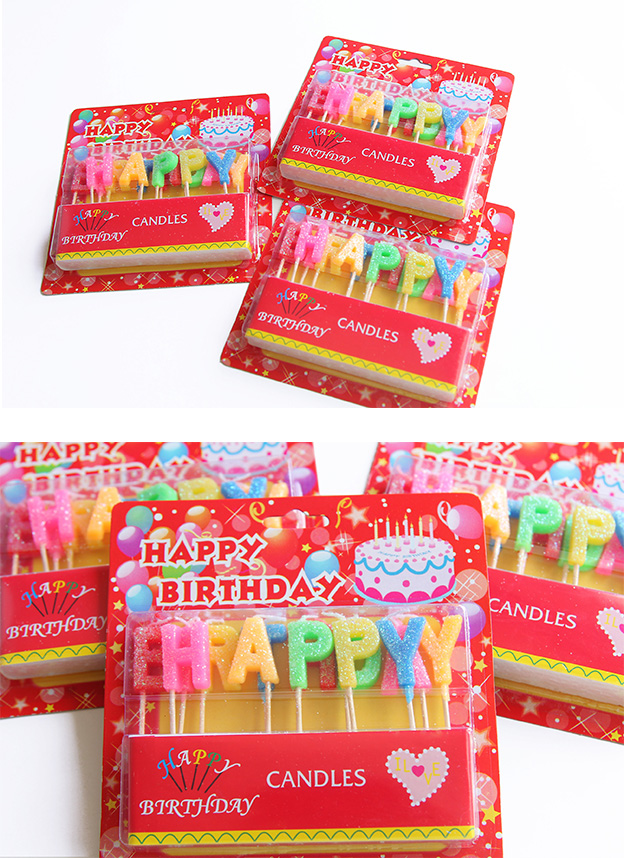 נרות HAPPY BIRTHDAY צבעוניים לעוגה