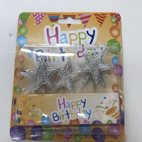 נרות לעוגה כוכבים צבע כסף