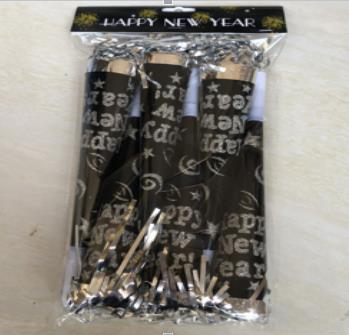 צופר קרטון פרנזים  ארוך 30סמ H N Y שחור כסף  מחיר 6 יח במארז