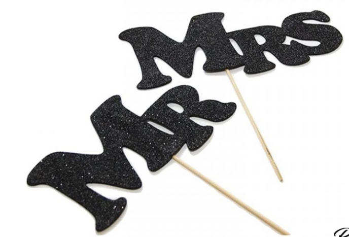 מקלות צילום mr &amp; mrs זוג  שחור