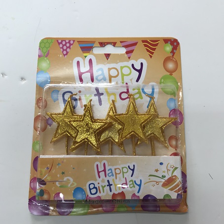 נרות לעוגה כוכבים צבע זהב