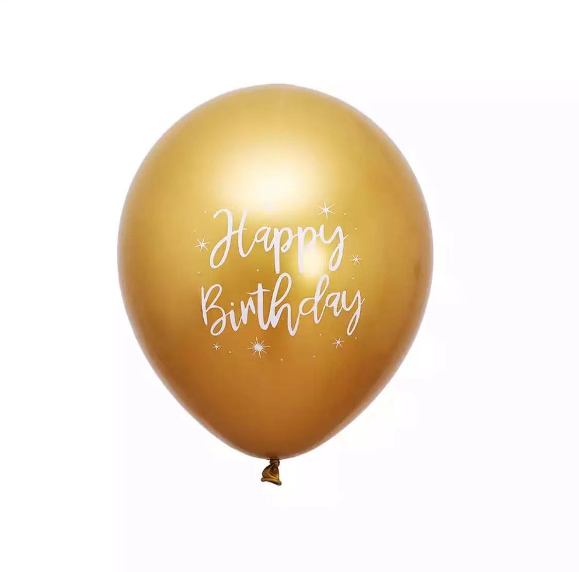 בלון 12" כרום HAPPY BIRTHDAY זהב / 12 יח
