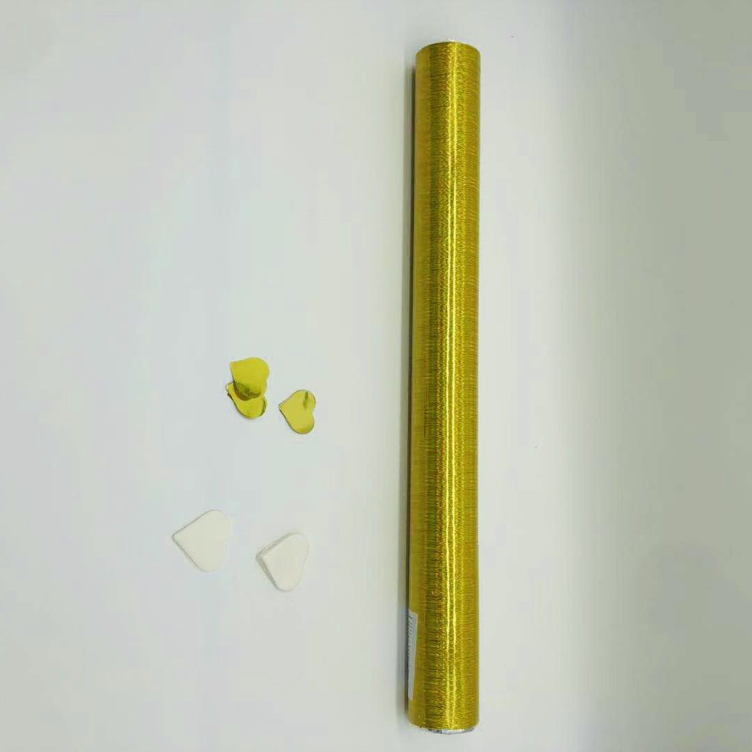 תותח קונפטי מקצועי 50 ס"מ לבן זהב לבבות