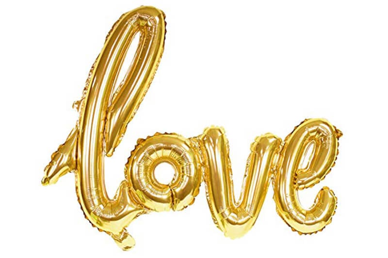 בלון LOVE מחובר זהב לניפוח אישי