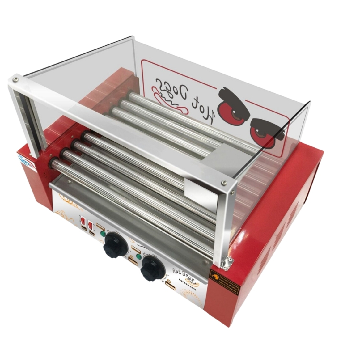 מכונת נקנקיות מקצועית 9 רולים חום 585*415*405 220V/50HZ 1.8KW צבע אדום