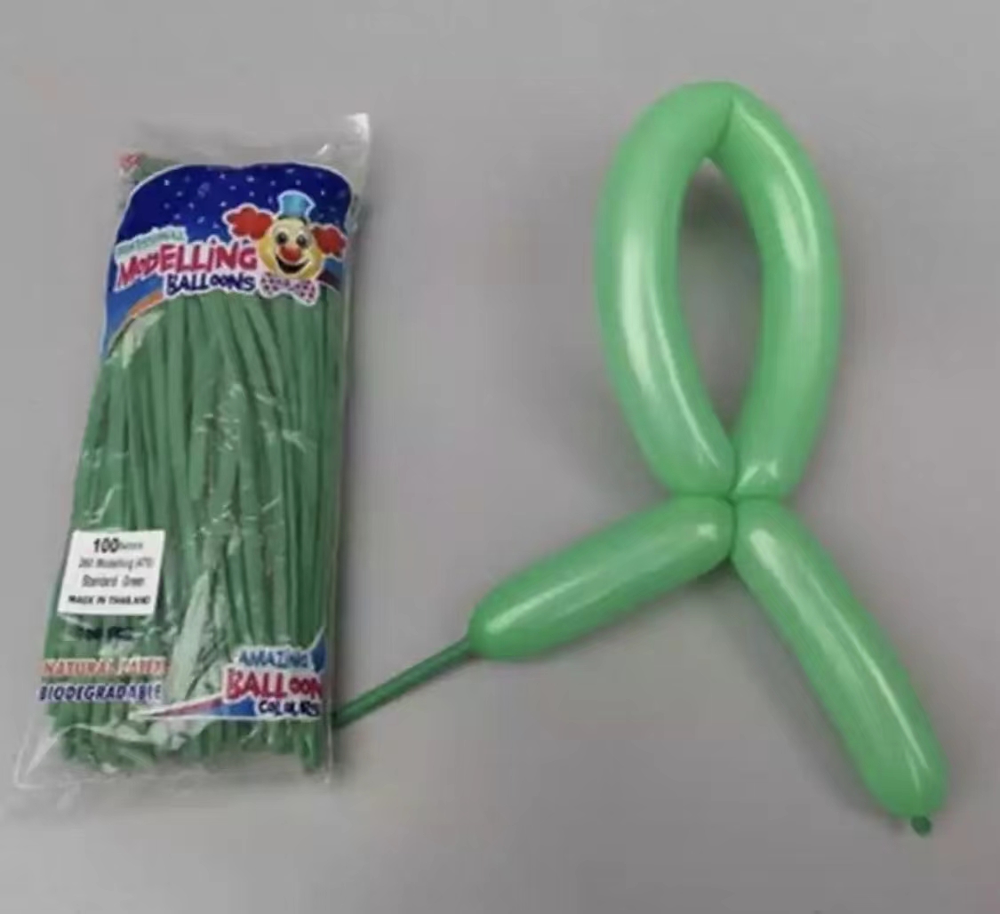 בלון נקניק 260 פסטל ירוק דשא 100יח