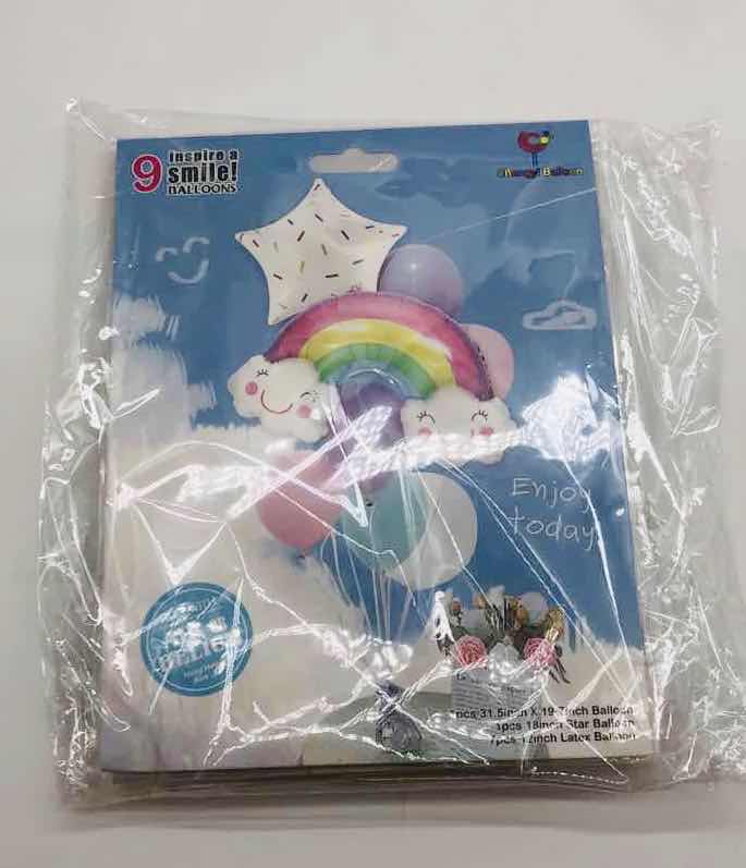 סט זר בלונים קשת בענן גומי + מיילר 9 יח