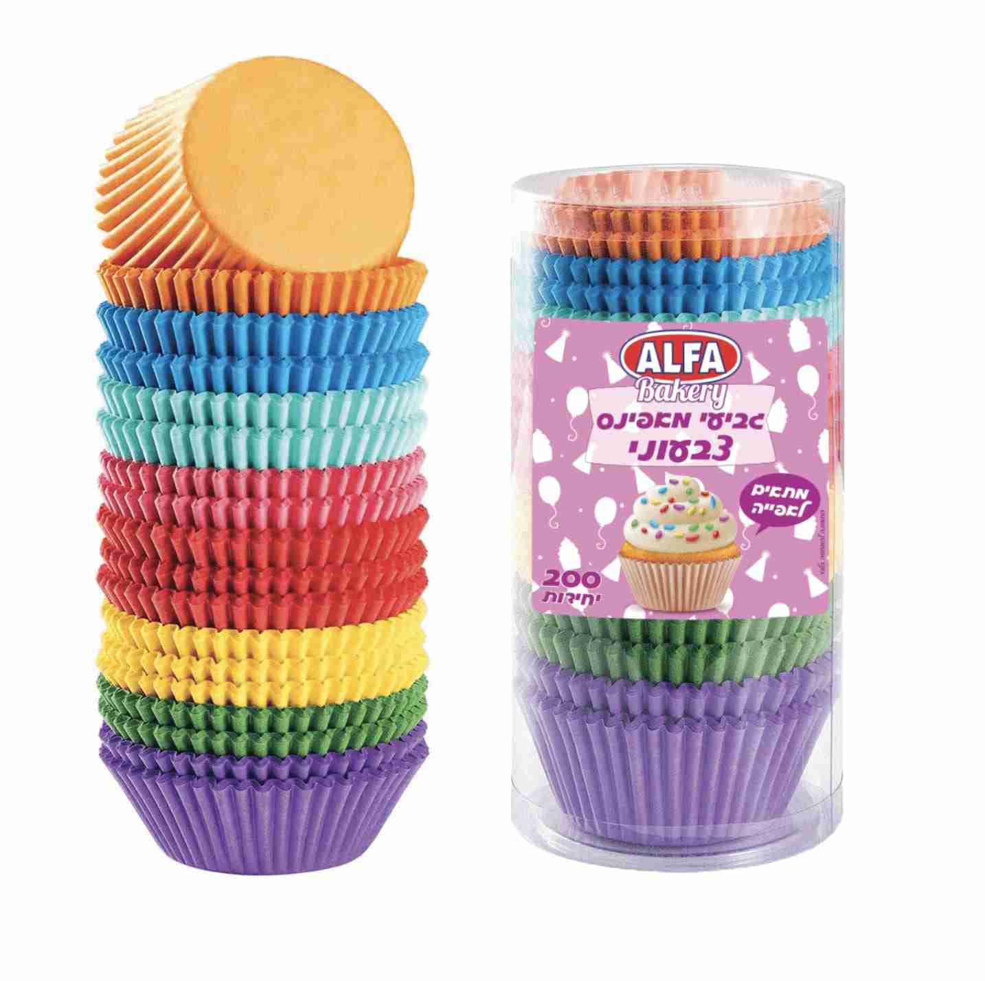 גביעי מאפינס צבעוניים גדול 200 יח