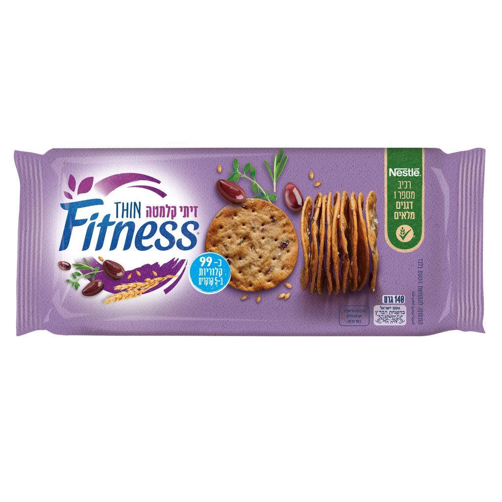 קרקר עם דגנים מלאים. זיתי קלמטה ועשבי טיבול. 140 גרם