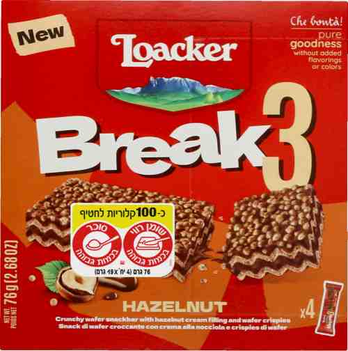 לאוקר ברייק וופל במילוי אגוזי לוז, 4x 19 גרם