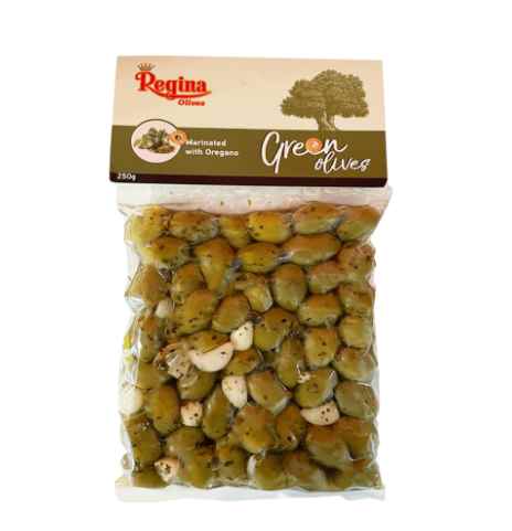 זיתים ירוקים במרינדה עם אורגנו 250 גרם