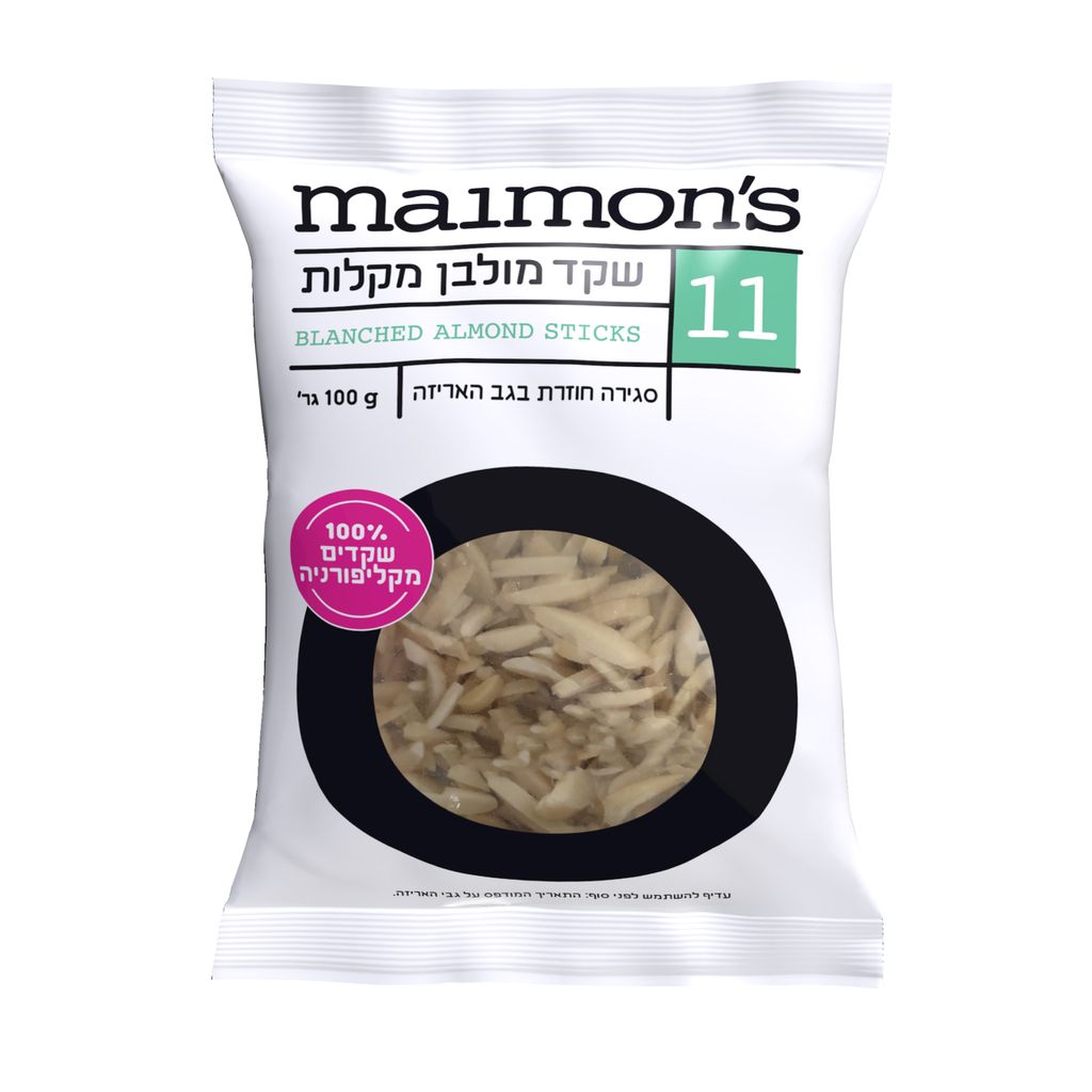 שקד מולבן מקלות 100 גרם מימונס