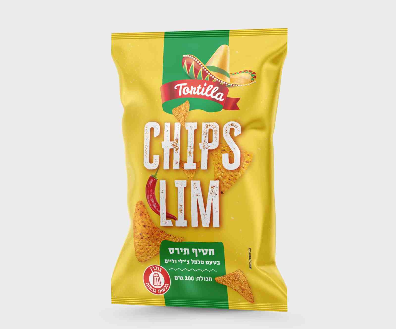 טורטילה חטיף תירס צ'ילי וליים   200 גרם