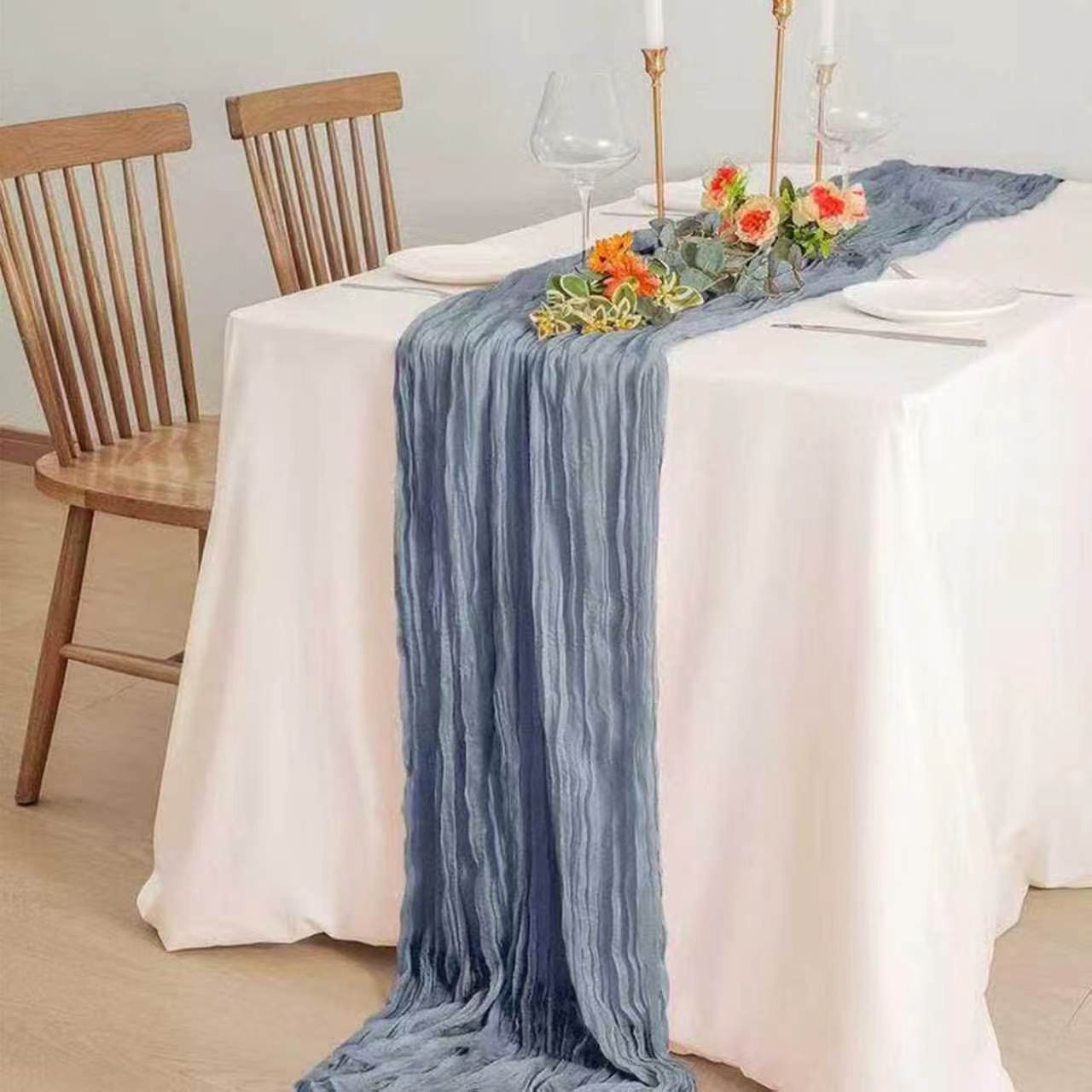 ראנר בד מקומט כחול אפור 300*90 ס"מ (6)